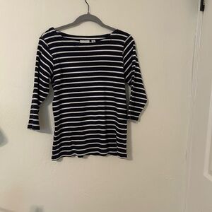 L. L. Bean Navy and White Striped Women's Top